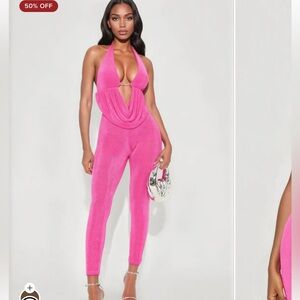 Fashion Nova Pink Halter Jumpsuit